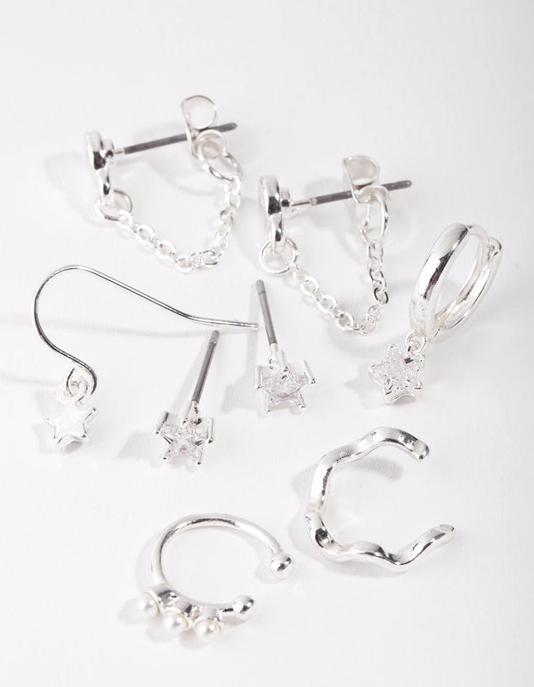 Kolczyki Silver Star Drop Stack Pack