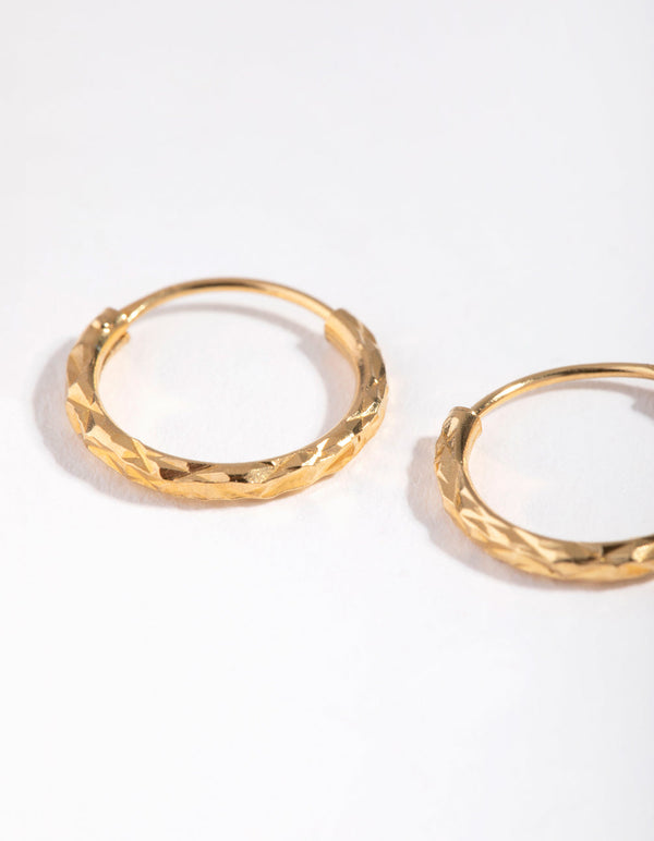 Kolczyki koła ze srebra próby 925, szlif diamentowy, 12 mm, pozłacane