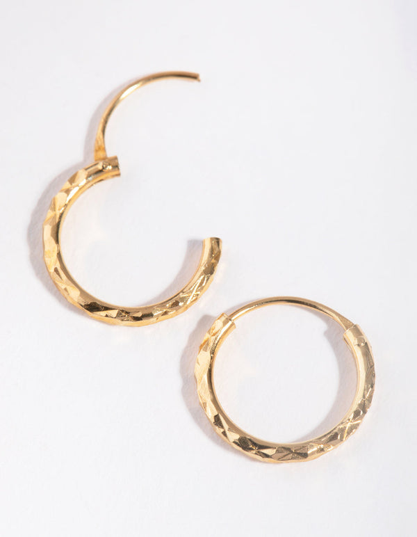 Kolczyki koła ze srebra próby 925, szlif diamentowy, 12 mm, pozłacane
