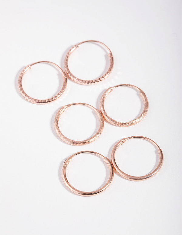 Sterling zilveren oorbellen met medium structuur, 3-pack