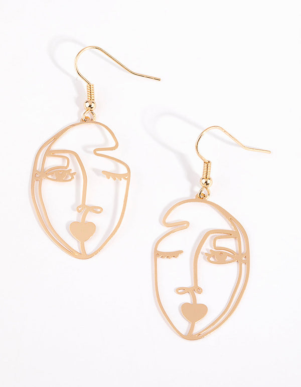 Gold Two Faced Drop Earrings