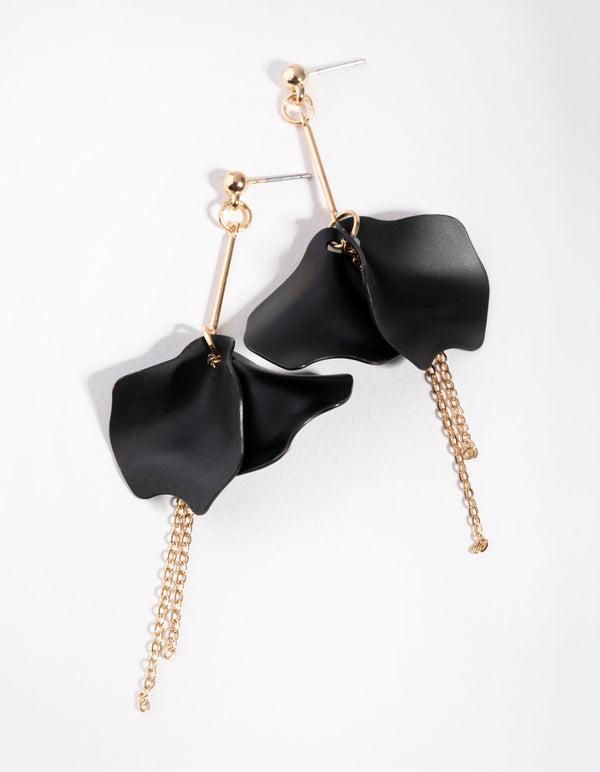 Black Petal Drop Earrings