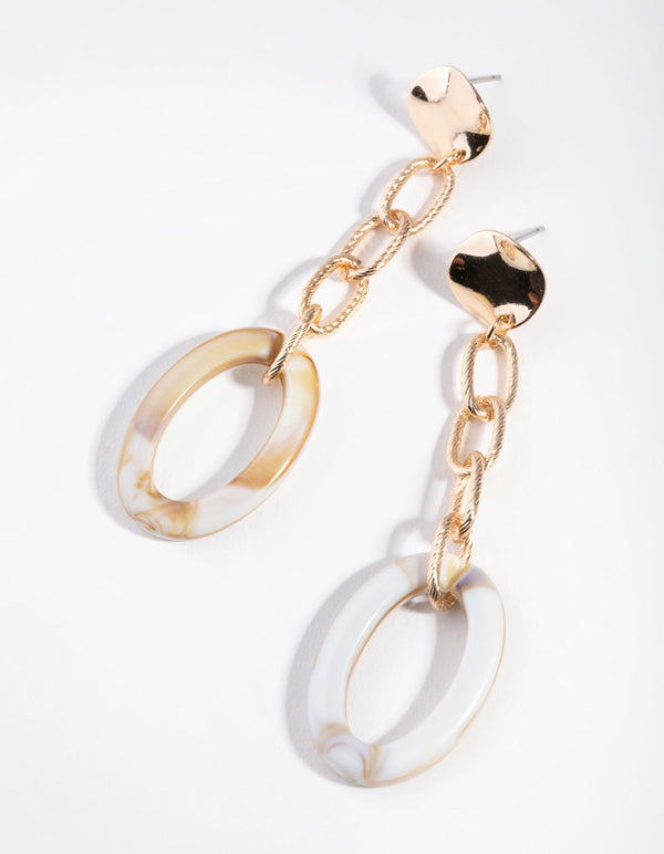 Gold Acrylic Chain Drop Earrings