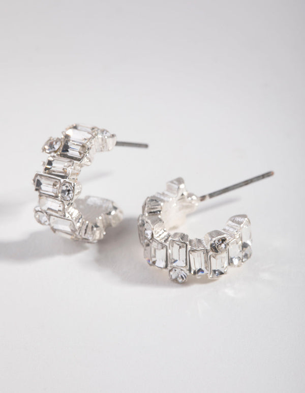 Silver Zig Zag Huggie Earrings