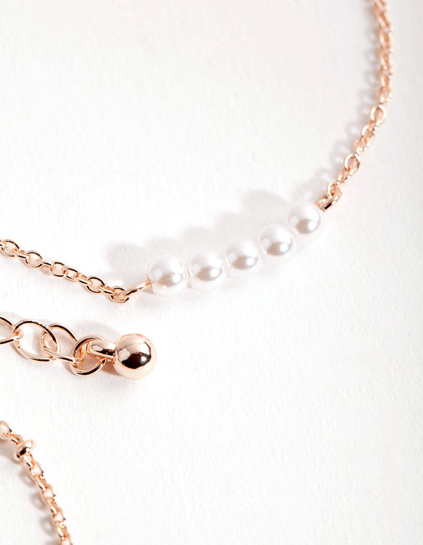 Rose Gold Dainty Pearl Bracelet 3-Pack
