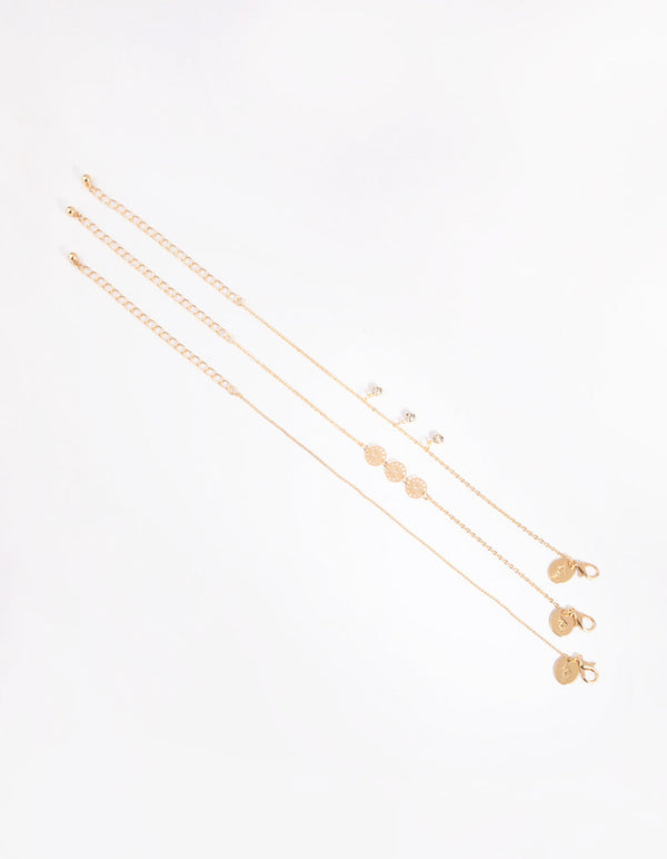 Gold Dainty Dangle 3-Pack Bracelets