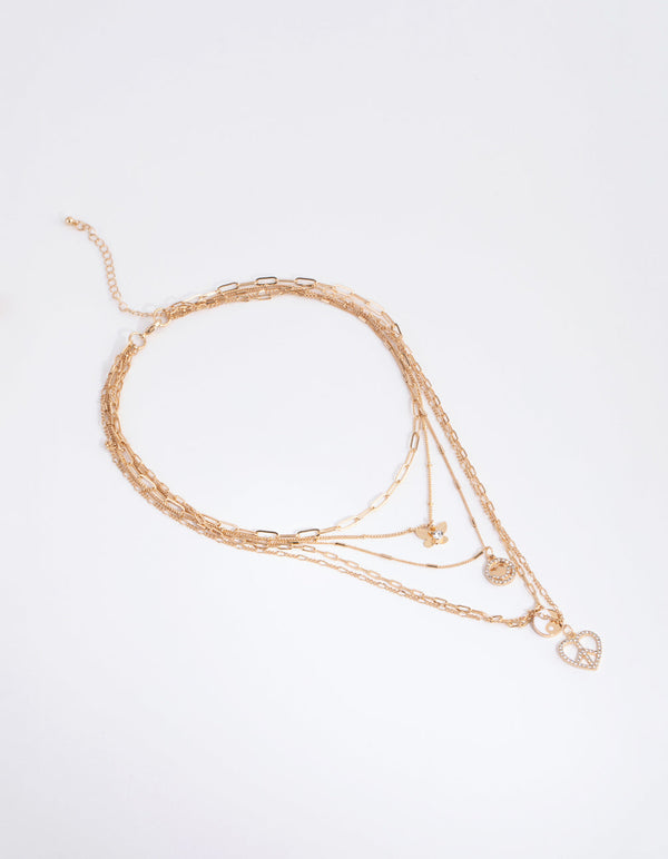 Gold Joyful Pendant 5-Row Necklace