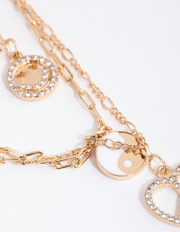 Gold Joyful Pendant 5-Row Necklace