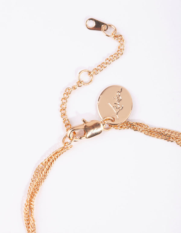 Gold Plated Three Pearl Bracelet