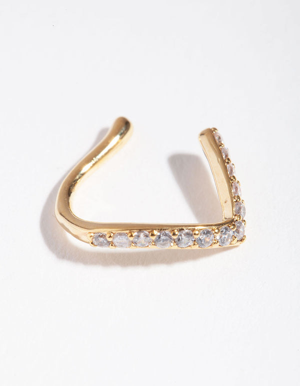 Gold Cubic Zirconia Faux Nose Ring