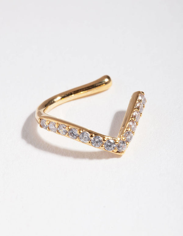 Gold Cubic Zirconia Faux Nose Ring
