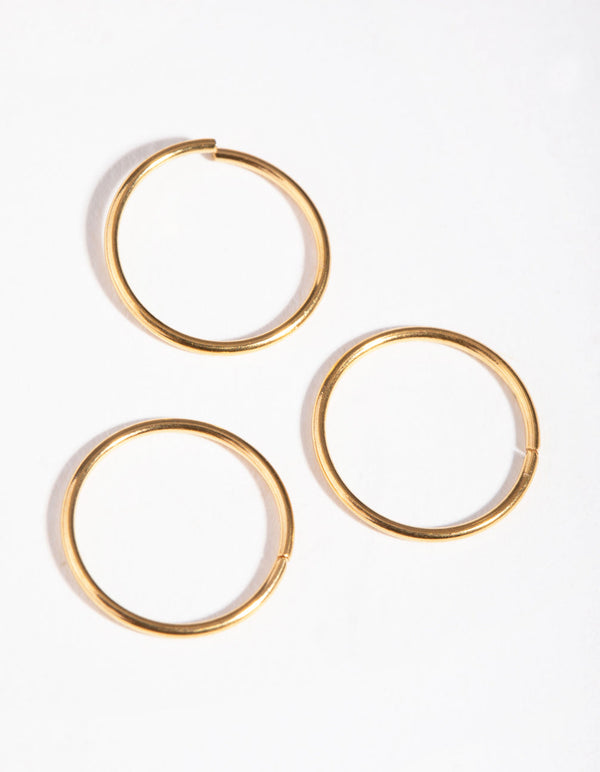 Gold Plain 3-Pack Nose Rings