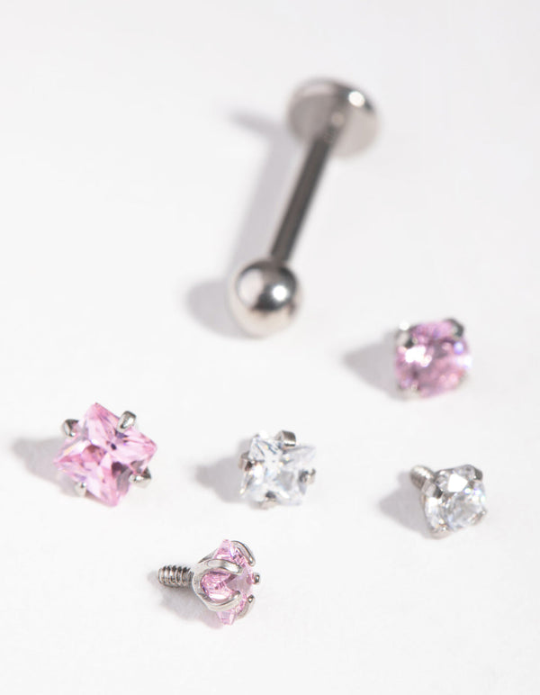 Rhodium Cubic Zirconia Star 6-Pack Flat Back