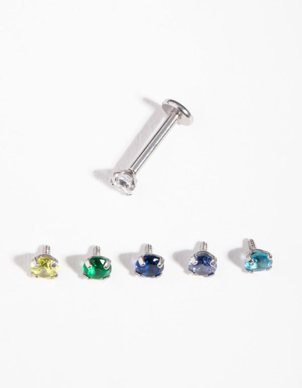 Rhodium Pastel Gem 6-Pack Flat Back