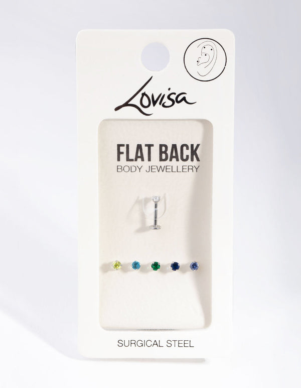 Rhodium Pastel Gem 6-Pack Flat Back