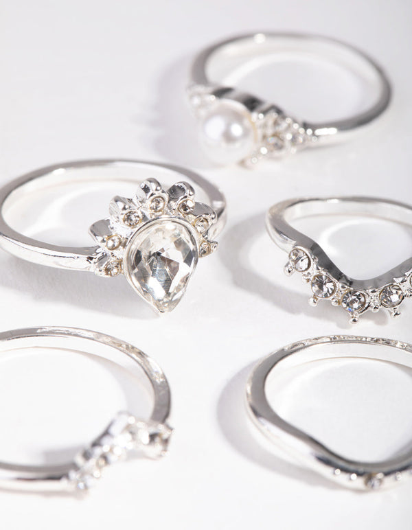 Ring Pack Diamante Stack 3-Pack Rings