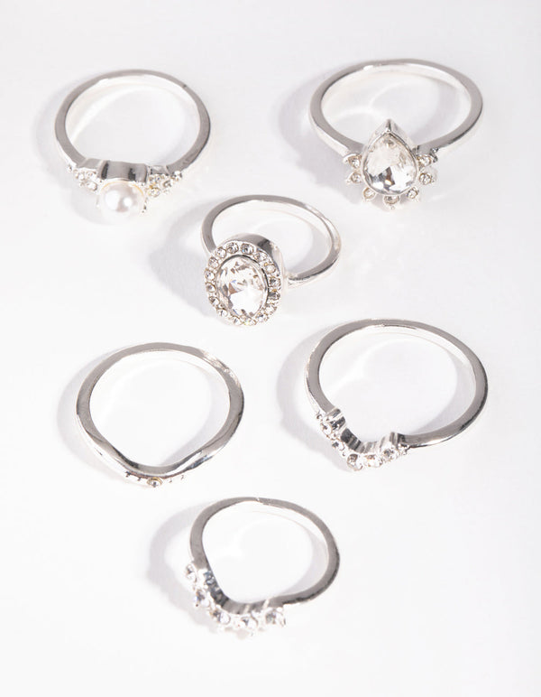 Ring Pack Diamante Stack 3-Pack Rings