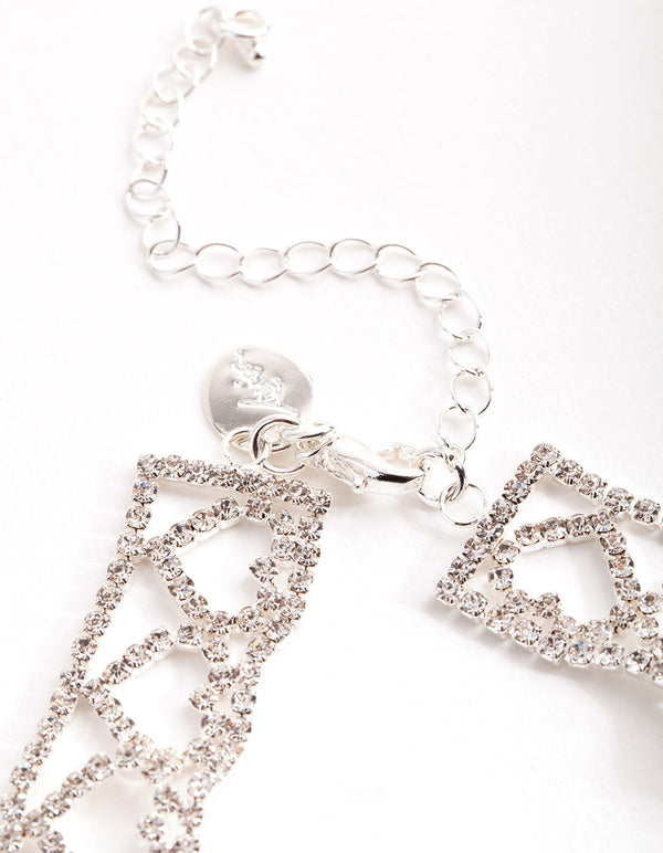 Silver Heart Pattern Choker Necklace