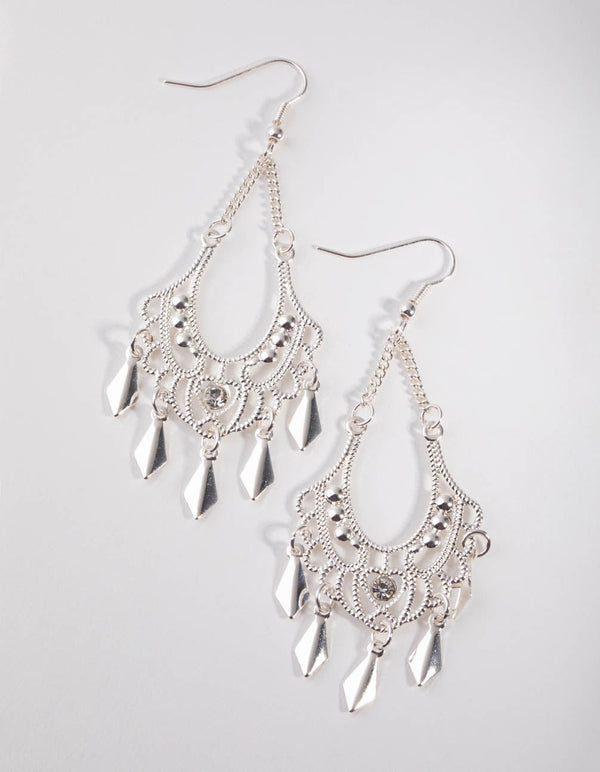 Silver Boho Drop Earrings