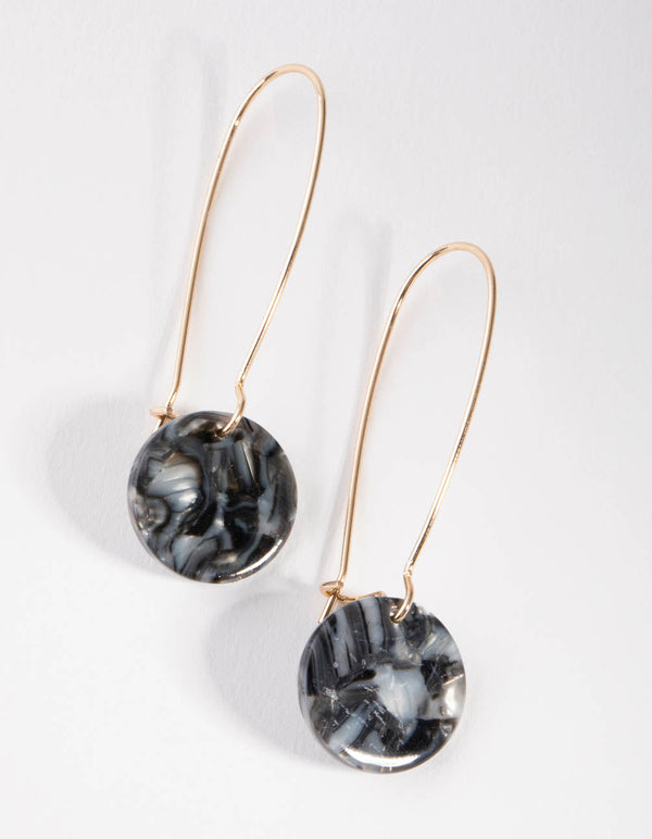 Gold Acrylic Disc Drop Earrings