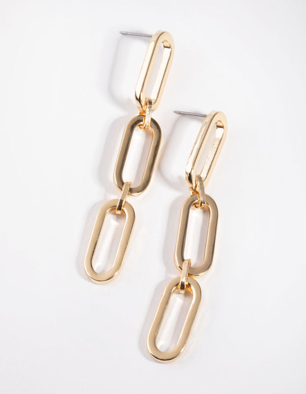 Gold Link Drop Earrings