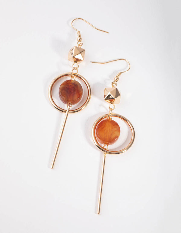 Gold Acrylic Stick Drop Earrings