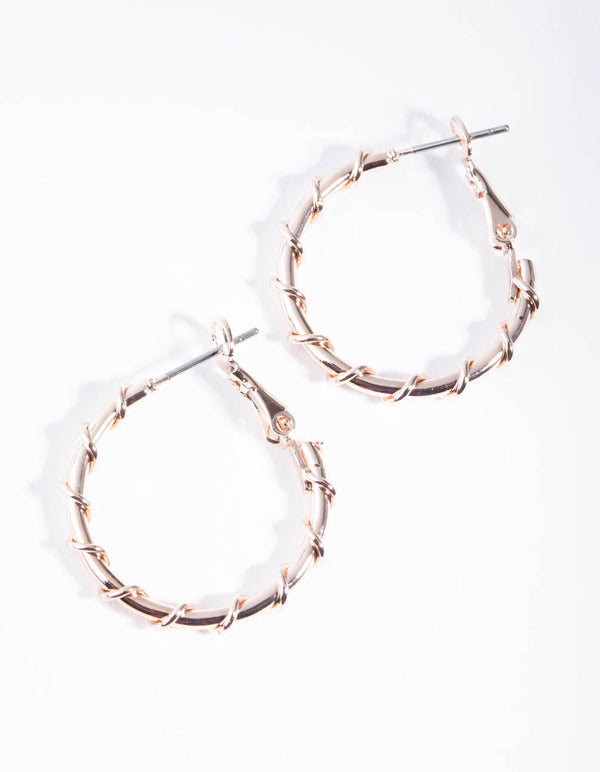 Rose Gold Metal Wrapped Hoop Earrings