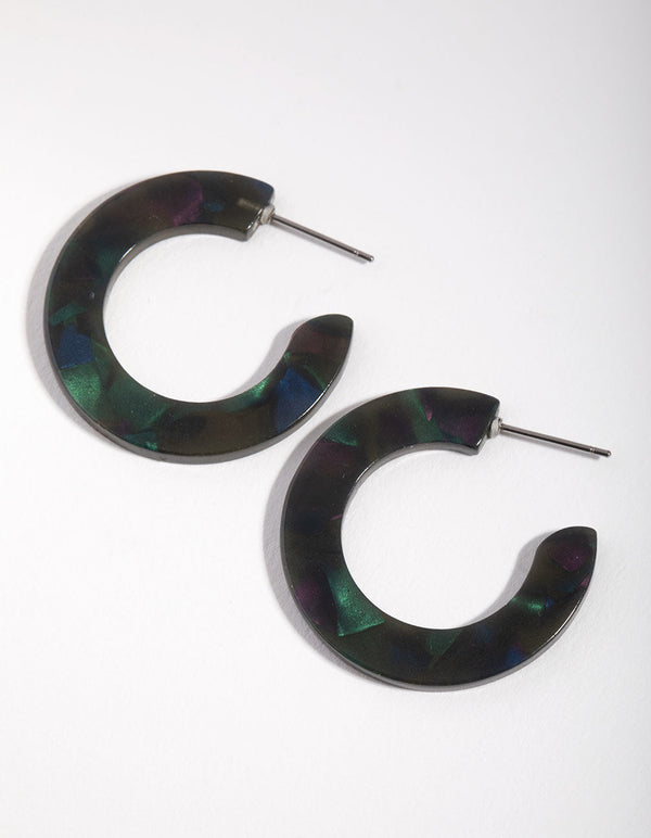 Acrylic Flat Medium Hoop Earrings