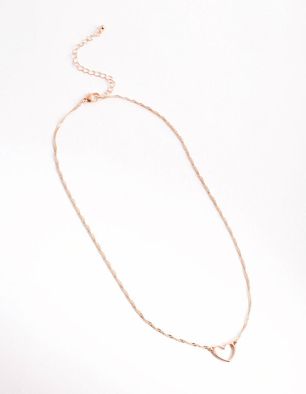 Rose Gold Open Heart Necklace