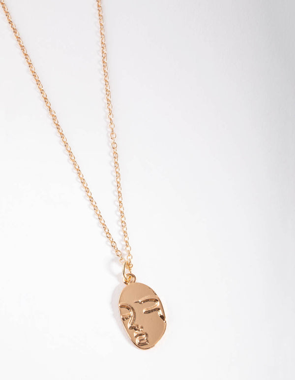 Gold Face Charm Necklace