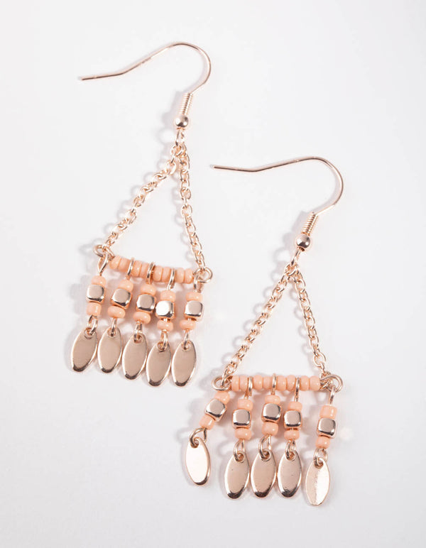 Rose Gold Bead Chain Drop Earrings