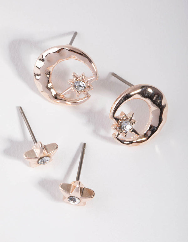 Rose Gold Celestial Stud 2-Pack Earring