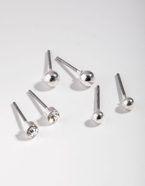 Silver Mini Studs 3-Pack Earring