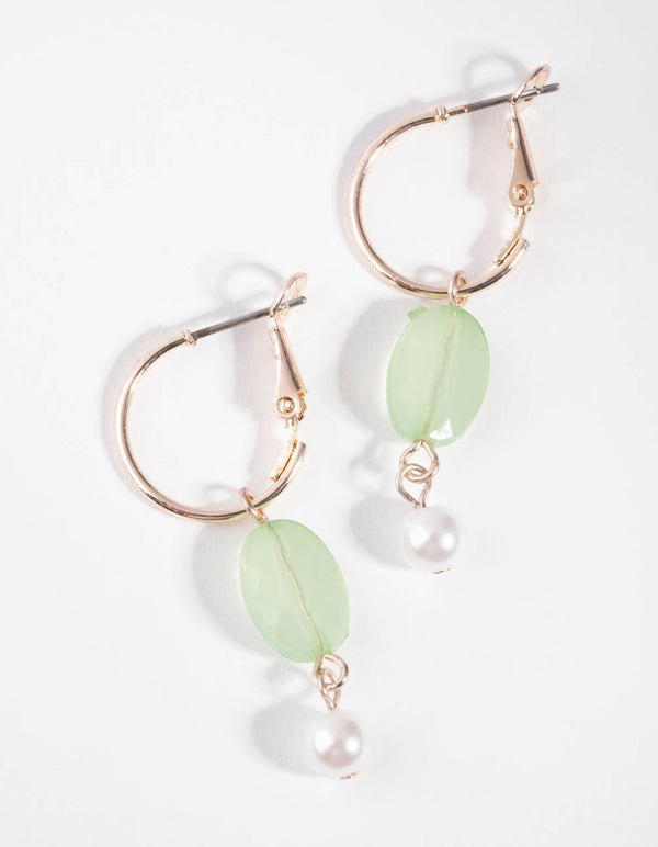 Rose Gold Two Bead Huggie Earrings