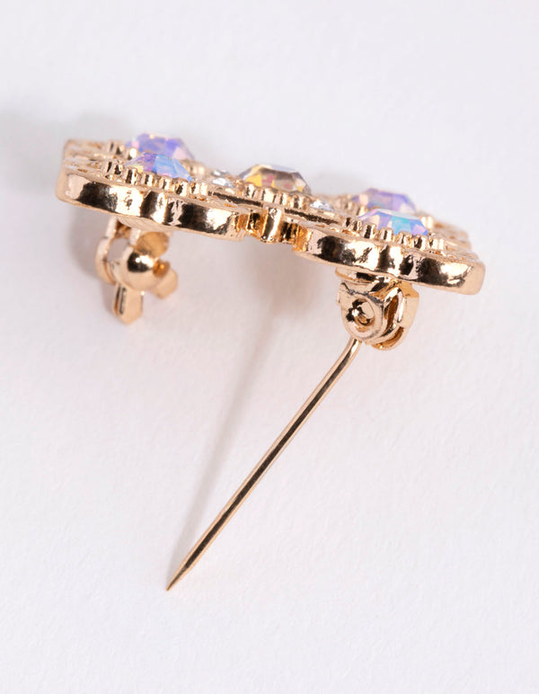 Gold Miniature Cross Brooch