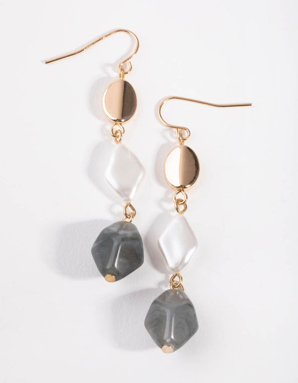 Gold Triple Drop Earring