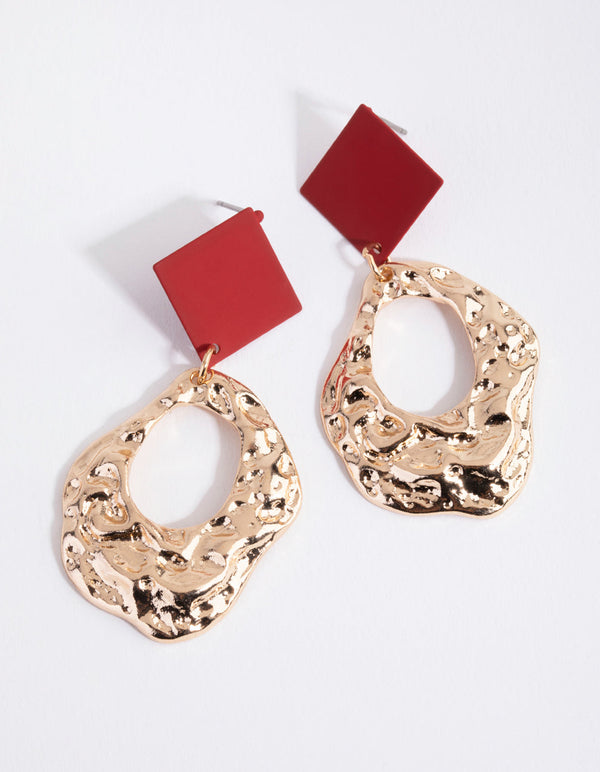 Gold Textured Drop Earrings
