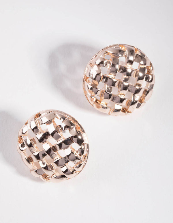 Rose Gold Pie Crust Stud Earrings