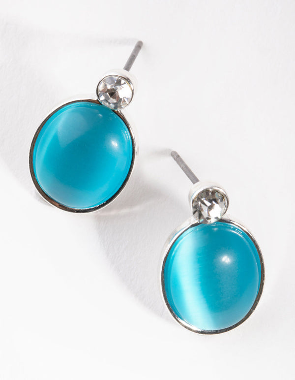 Silver Double Drop Stud Earrings