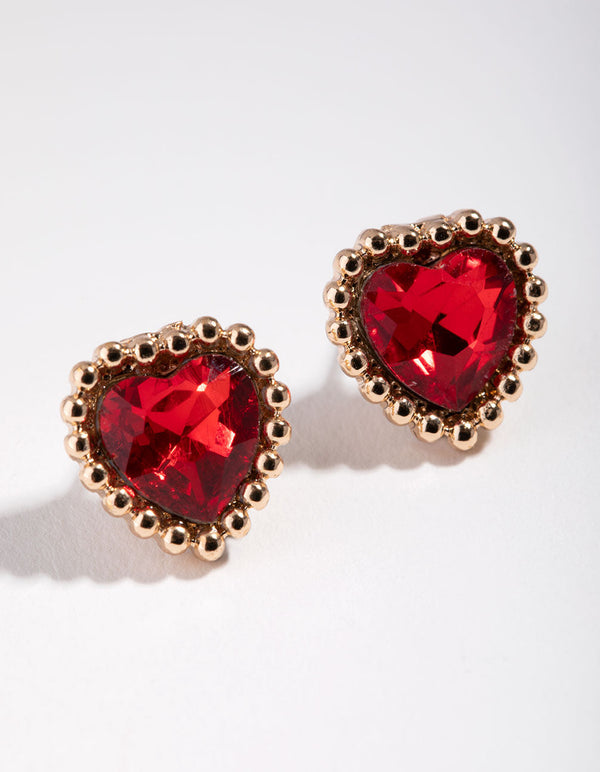 Gold Tiny Heart Stud Earrings
