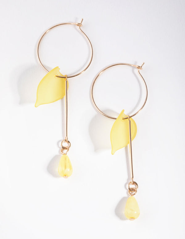 Gold Leaf Hoop Earrings