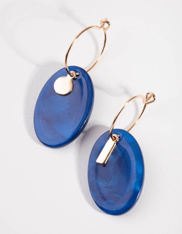 Gold Acrylic Drop Huggie Earrings