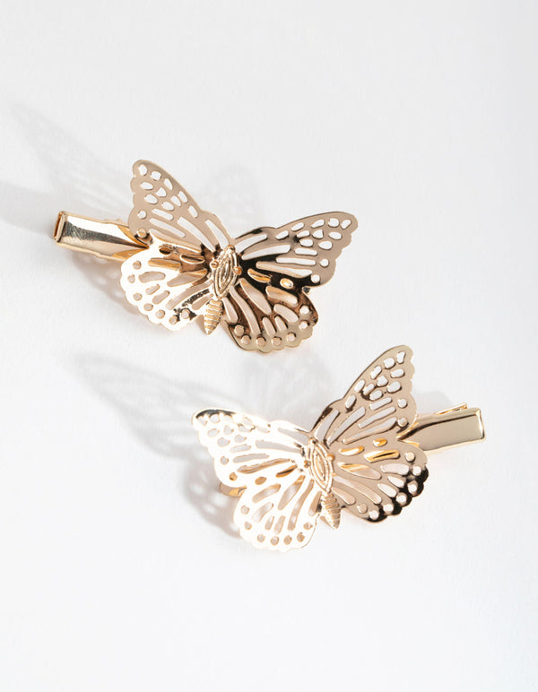 Gold Stamp Butterfly 2-Pack Clip