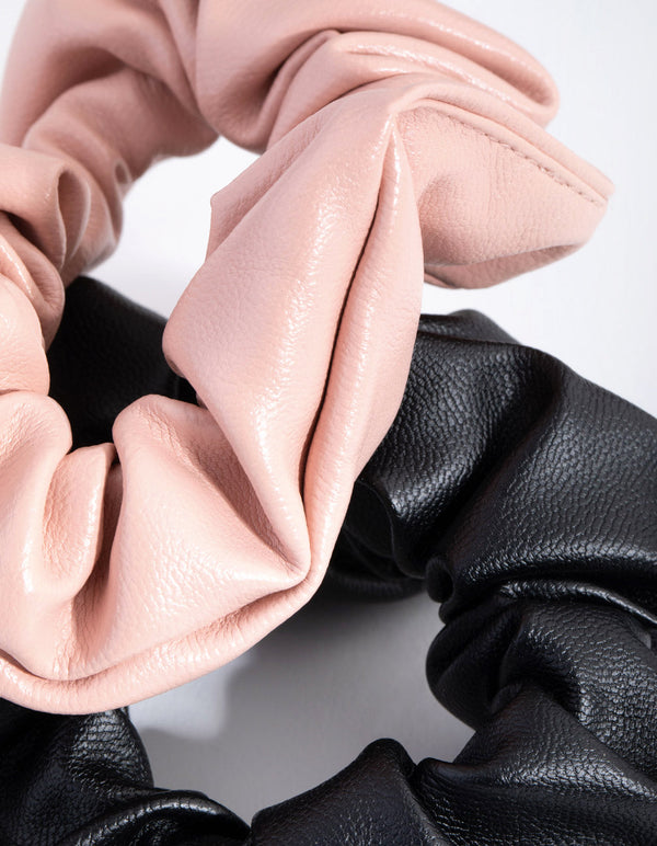 Fabric PU Colour Mix 2-Pack Scrunchie