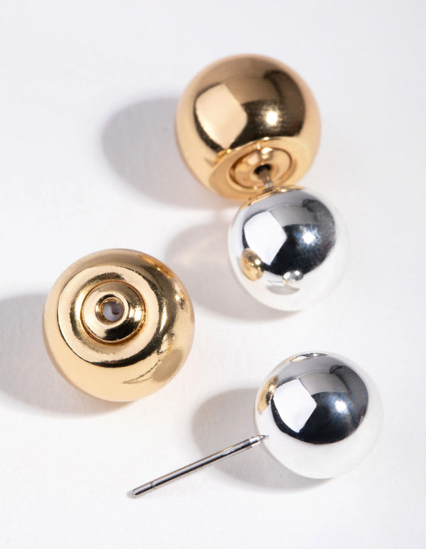 Real Gold and Silver Plated Jacket Ball Earrings