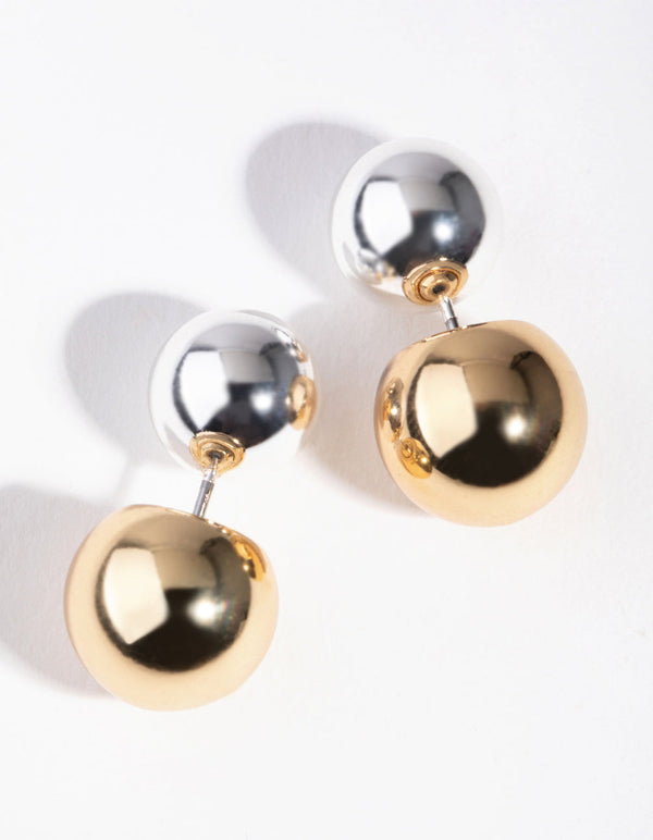 Real Gold and Silver Plated Jacket Ball Earrings