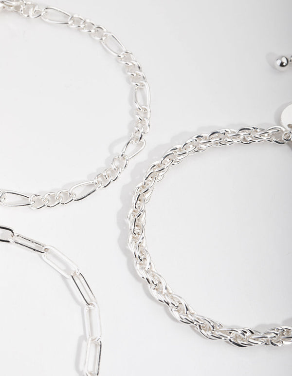 Silver Statement Mixed Chain 3-Pack Bracelet