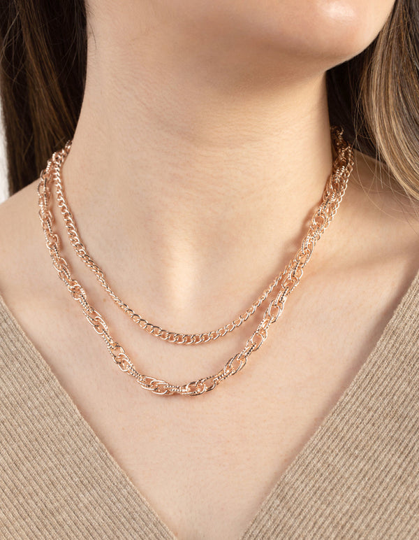 Rose Gold Short Layered Cupchain Necklace