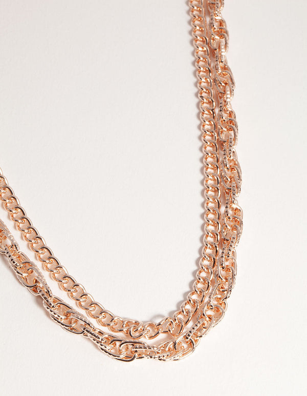 Rose Gold Short Layered Cupchain Necklace