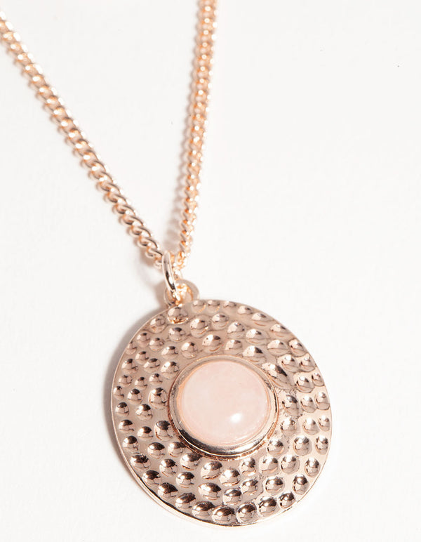 Rose Gold Short Eye Disc 3-Row Necklace